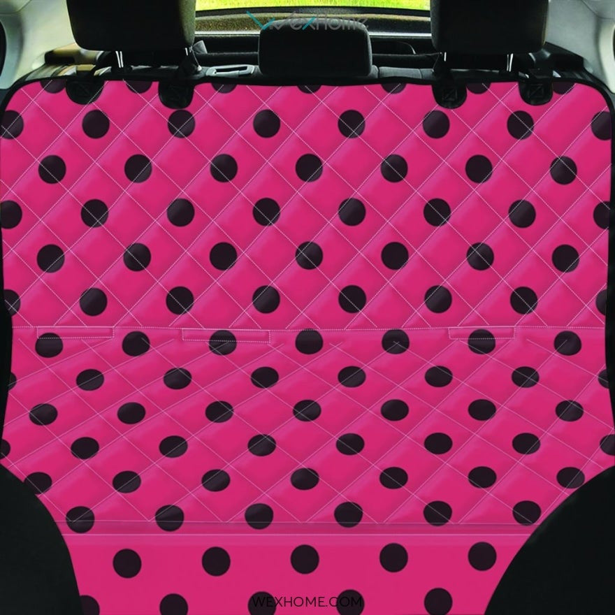 Vintage Pink And Black Polka Dot Pet Car Seat Cover