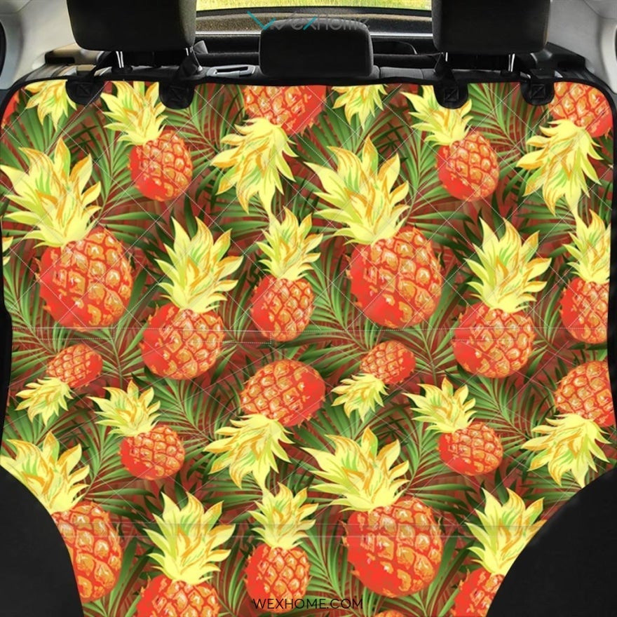 Yellow Neon Pineapple Hawaiian Print Pet Car Seat Cover