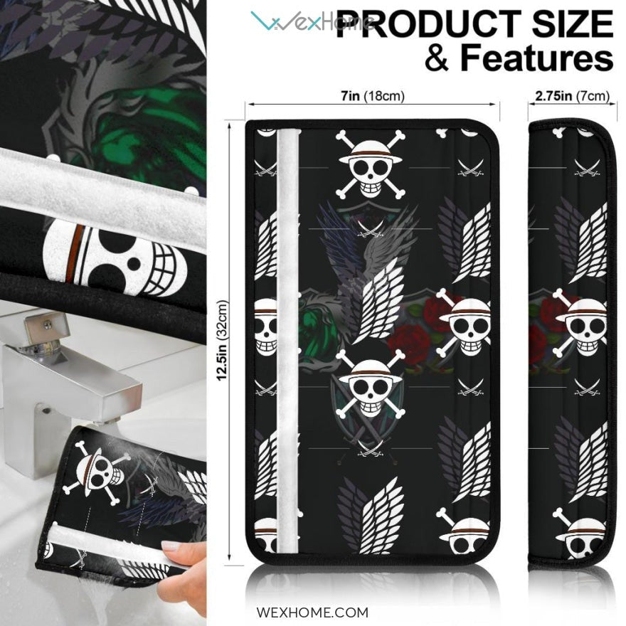 Attack On Titan Anime Seat Belt Covers | AOT Luffy Skull Belt Covers