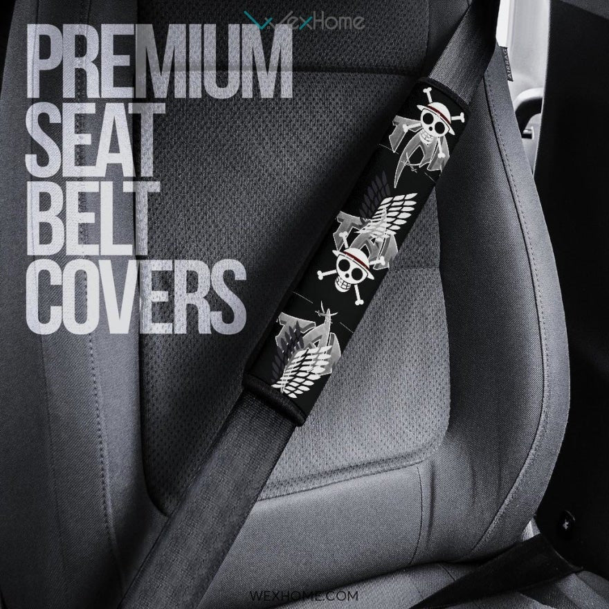 Attack On Titan Anime Seat Belt Covers | AOT Luffy Skull Belt Covers