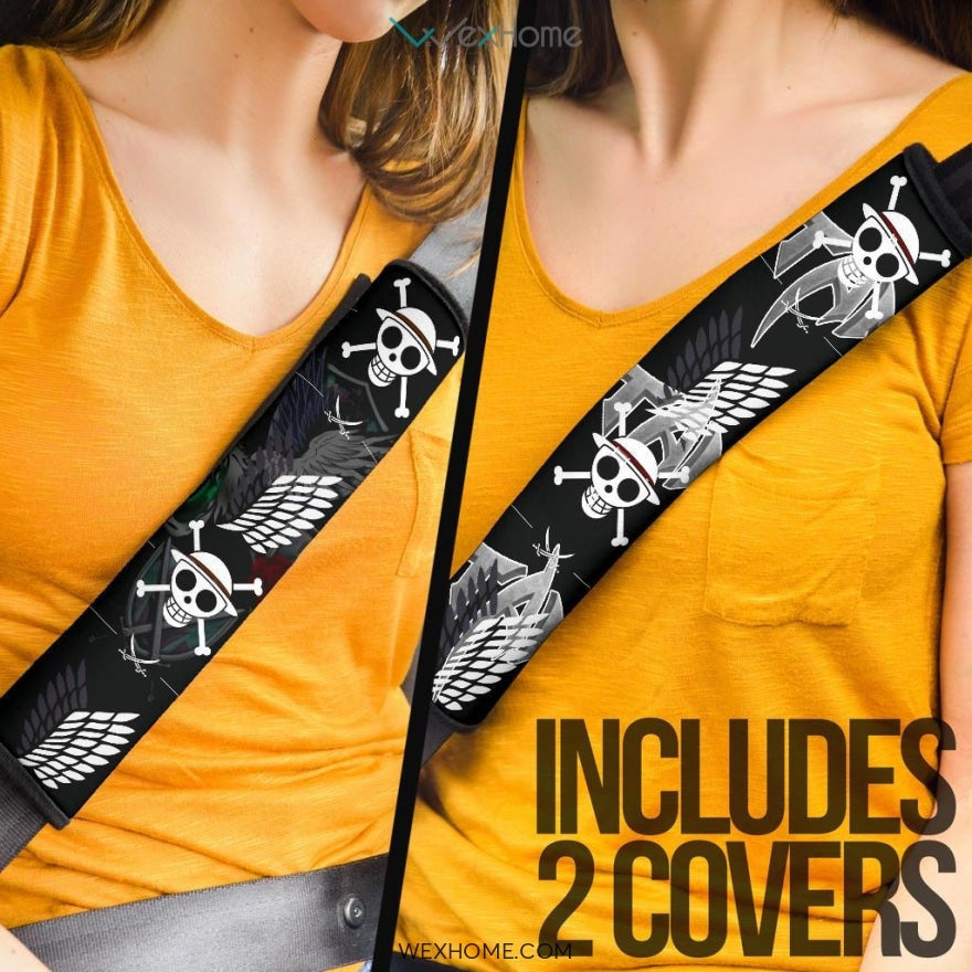 Attack On Titan Anime Seat Belt Covers | AOT Luffy Skull Belt Covers