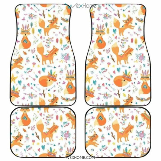 Cute Tribal Fox Pattern Front And Back Car Mats