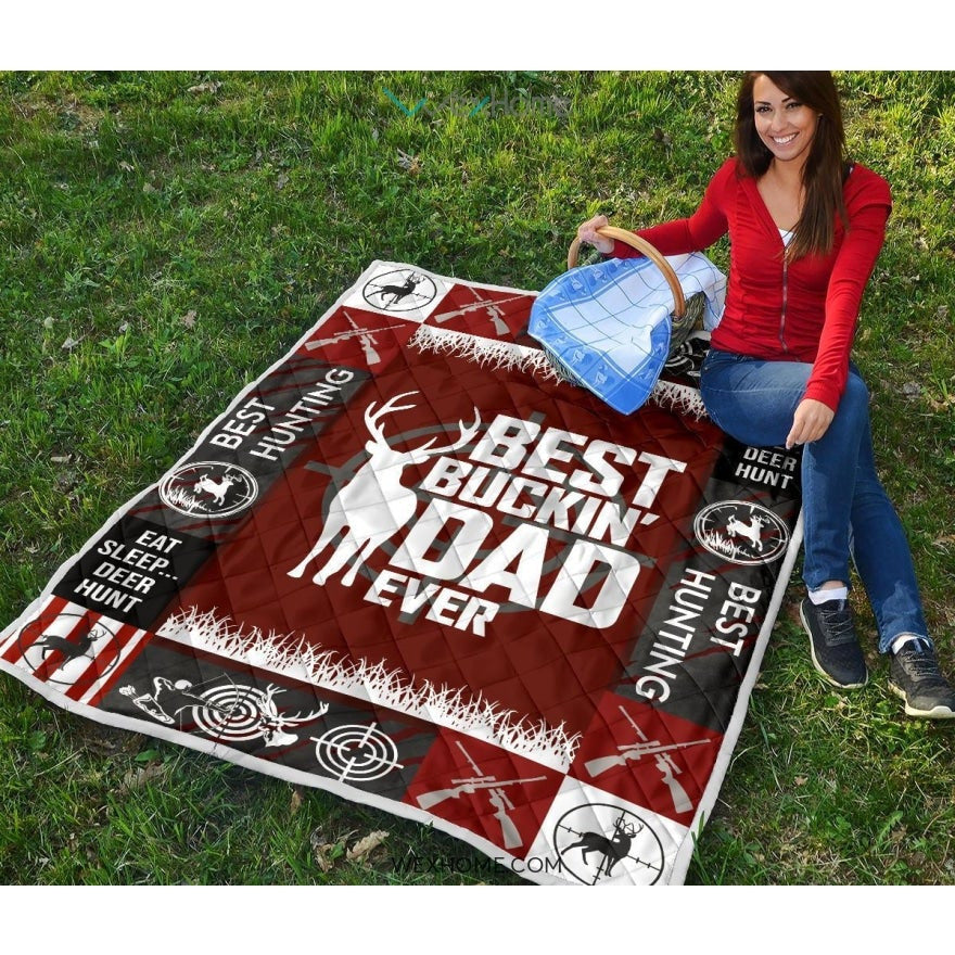 Hunting Deer Best Buckin' Dad Ever Quilt