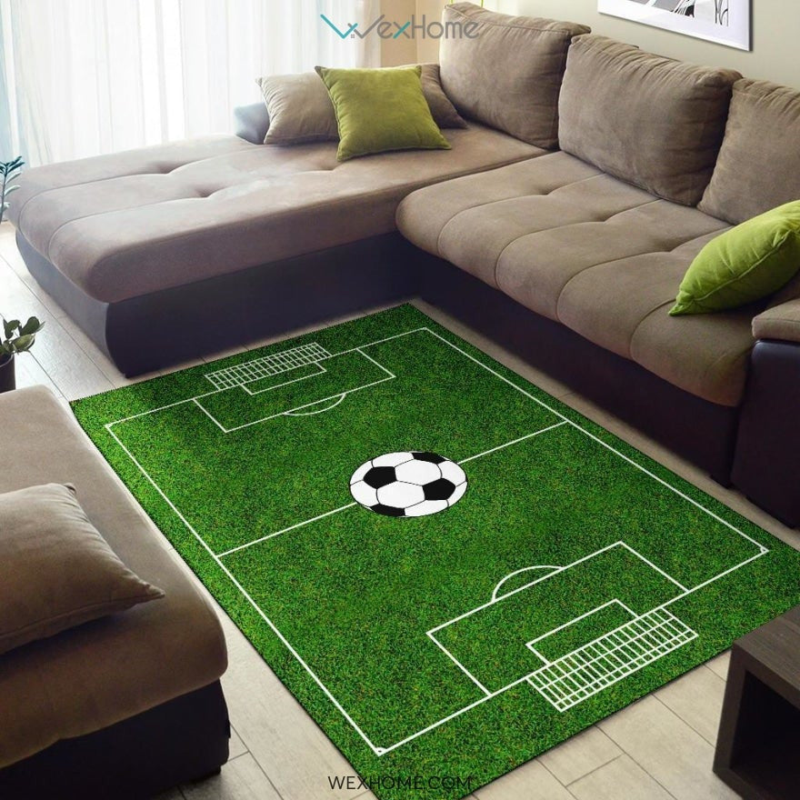 Football All Stars Soccer Ground Nursery Area Rug
