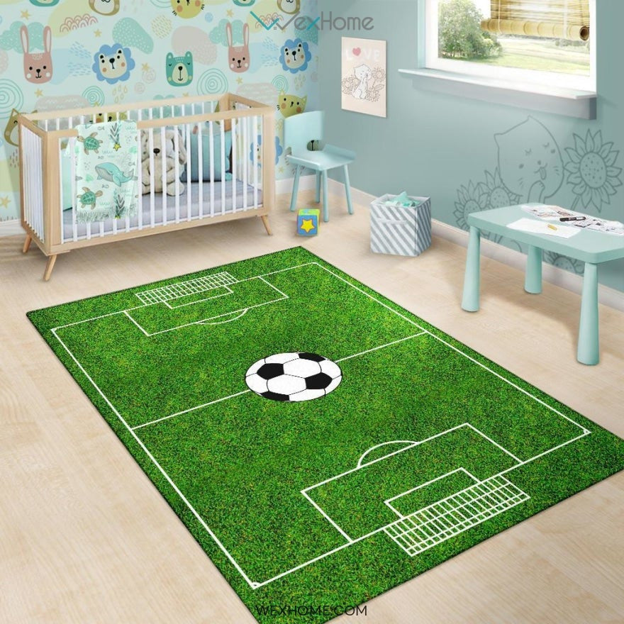 Football All Stars Soccer Ground Nursery Area Rug