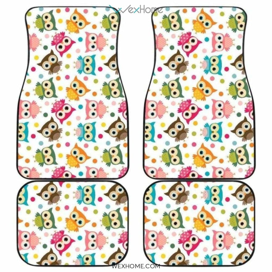 Color Cute Owl Pattern Front And Back Car Mats