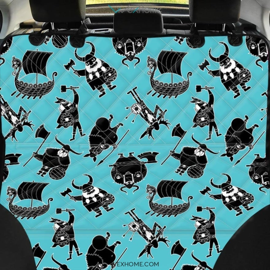 Viking Cartoon Silhouette Pet Car Seat Cover