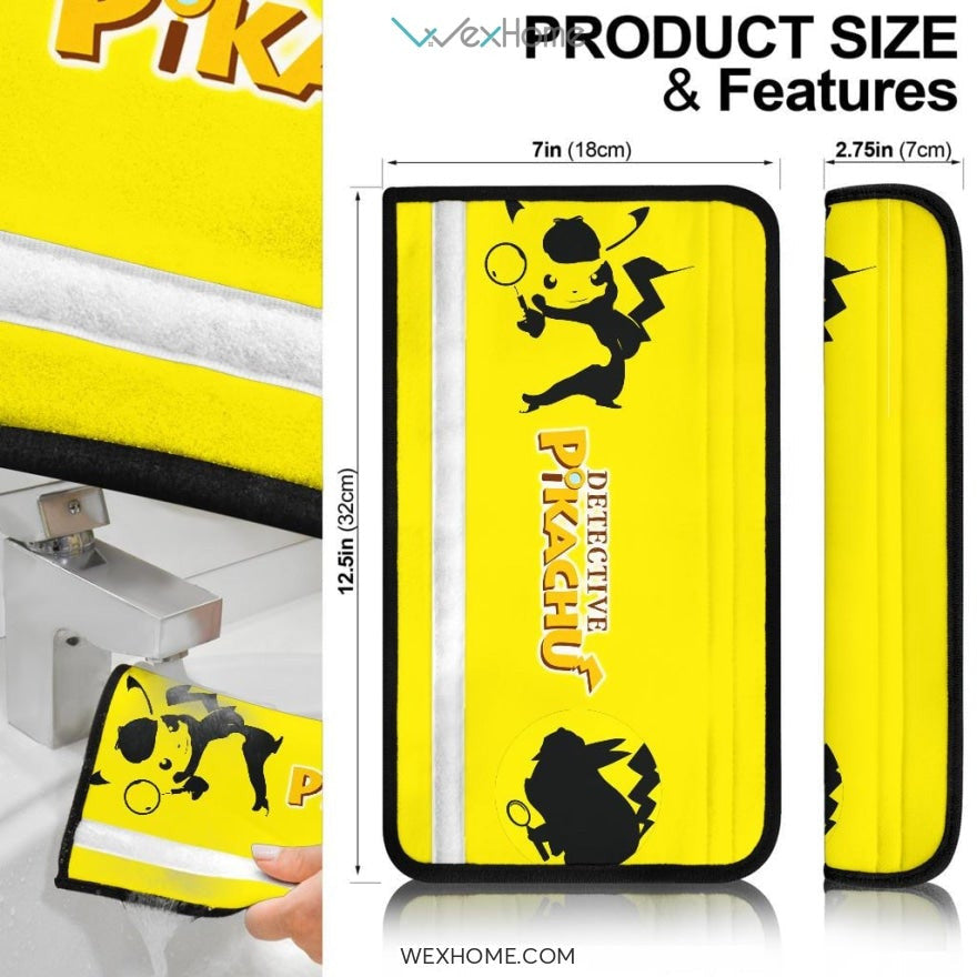 Pokemon Anime Seat Belt Covers | Detective Pikachu Silhouette Belt Covers