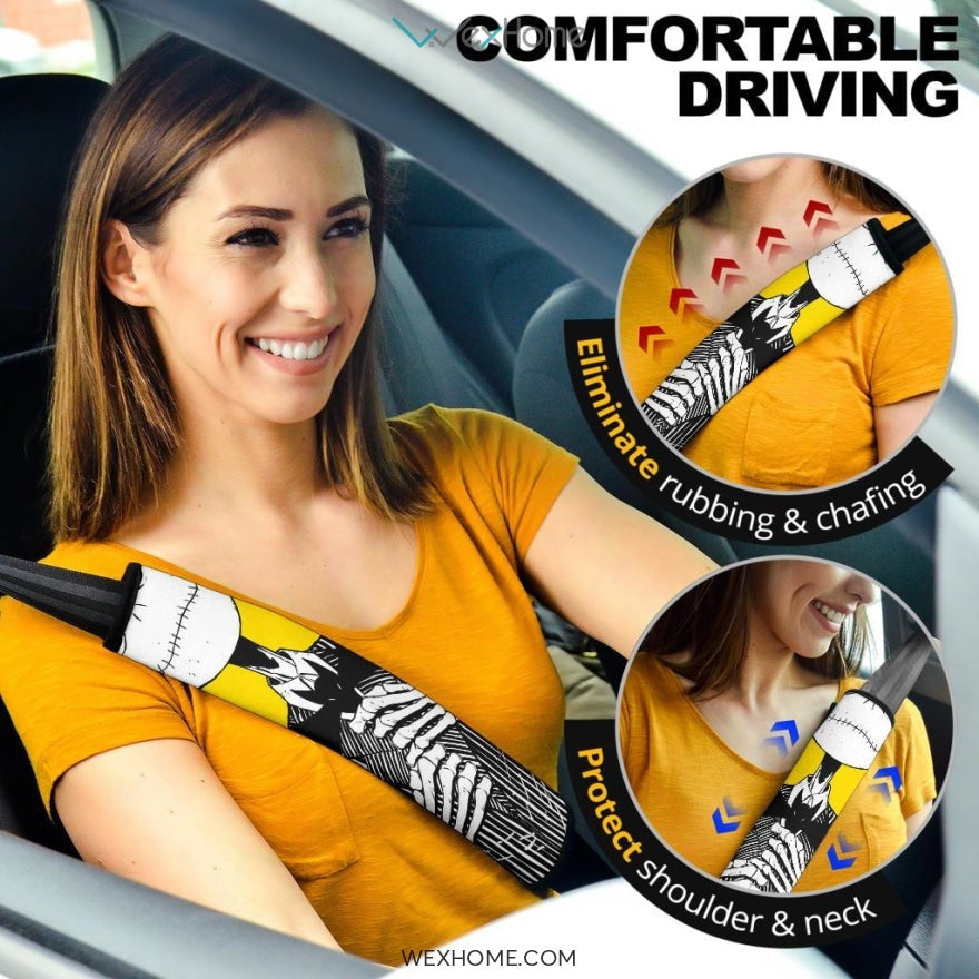 The Nightmare Before Christmas Cartoon Seat Belt Covers | Jack Wearing Bow Belt Covers
