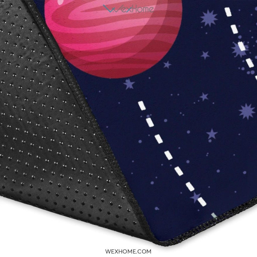 Aurora Solar System Colorful Printed Contemporary Nursery Area Rug