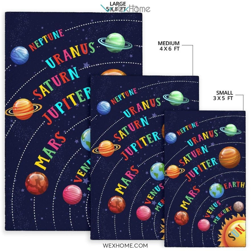 Aurora Solar System Colorful Printed Contemporary Nursery Area Rug