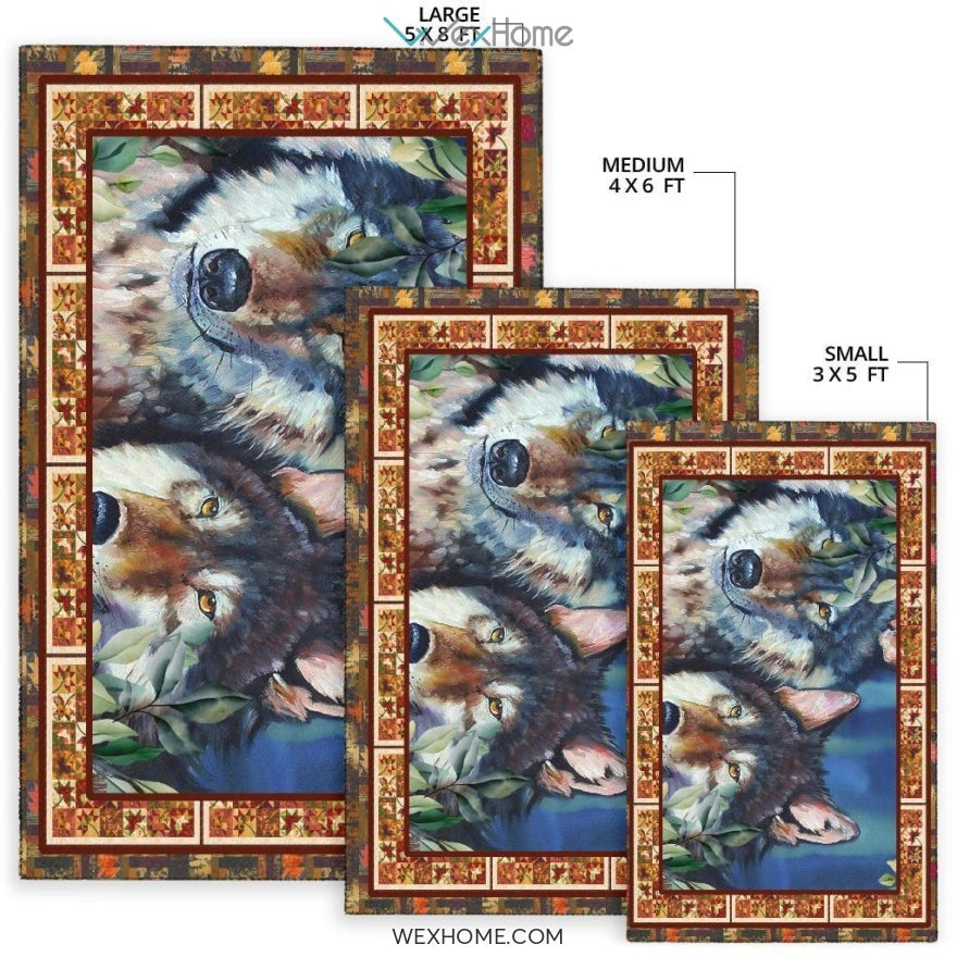 Valentine's Day Couples Wolf Nursery Area Rug