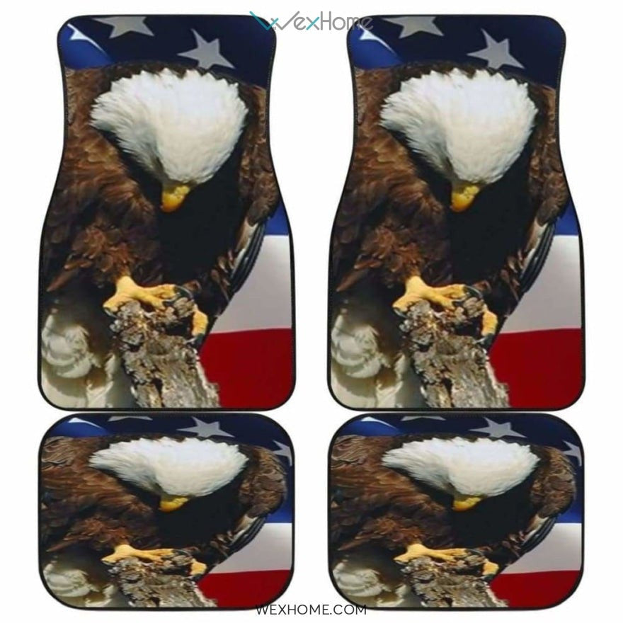 American Eagle With Flag Front And Back Car Mats