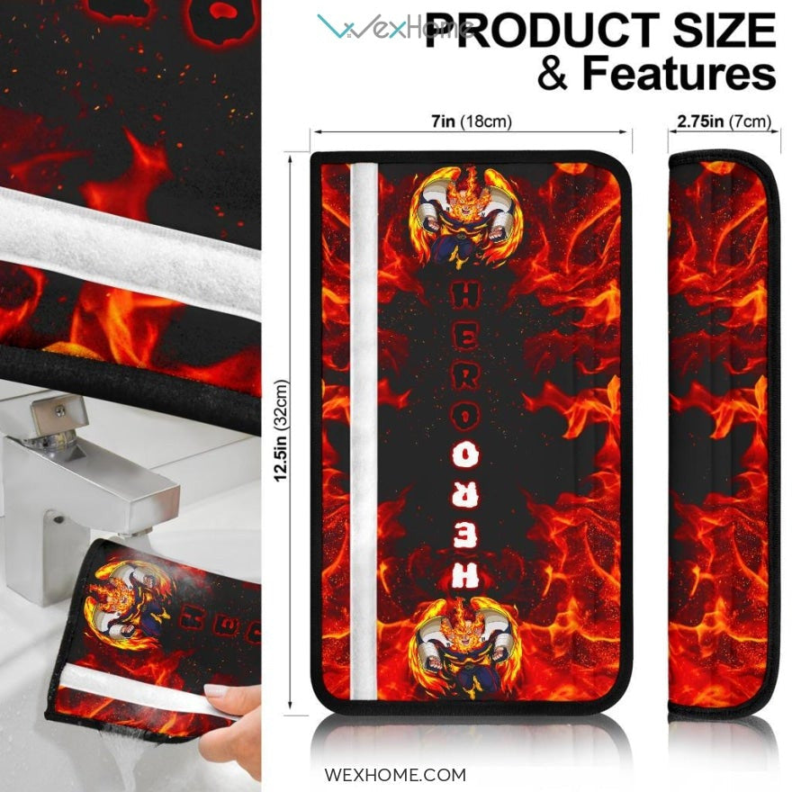 My Hero Academia Anime Seat Belt Covers | MHA Flaming Endeavor Belt Covers