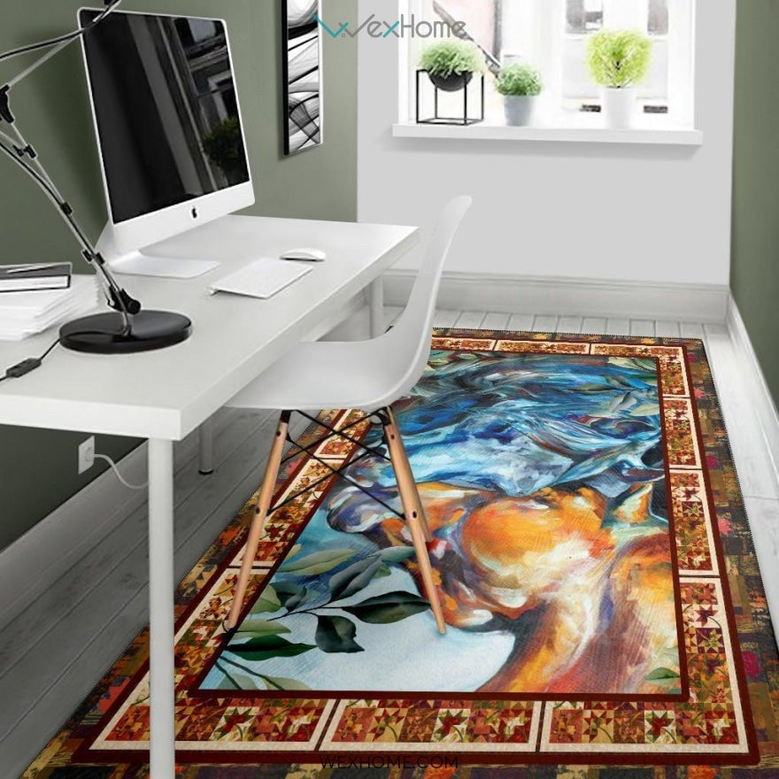 Valentine's Day Couples Horse Nursery Area Rug