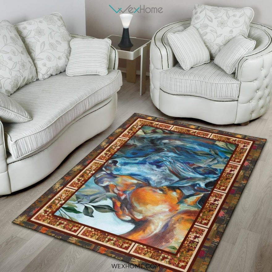 Valentine's Day Couples Horse Nursery Area Rug