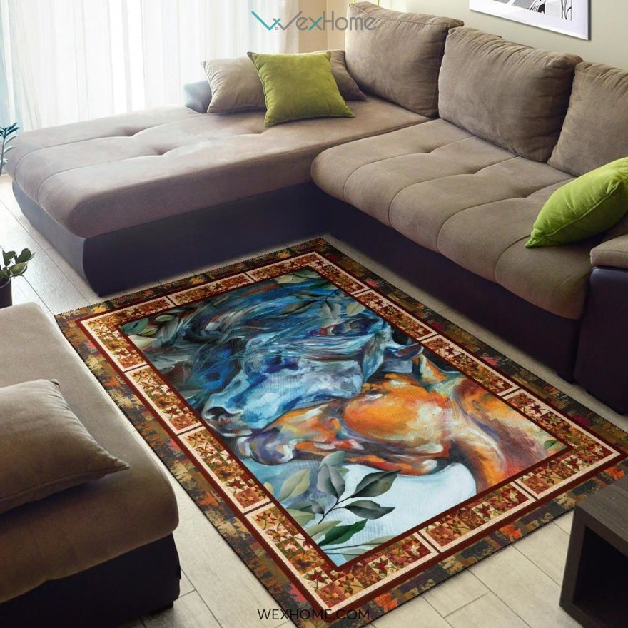 Valentine's Day Couples Horse Nursery Area Rug