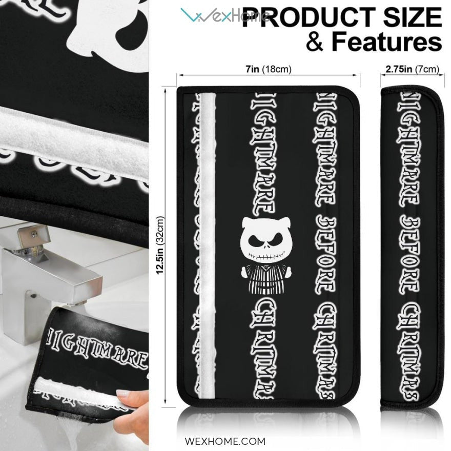 Nightmare Before Christmas Cartoon Seat Belt Covers | Teddy Jack Skellington Text Belt Covers