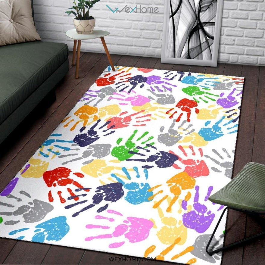 Pinkie Handprint Nursery Area Rug