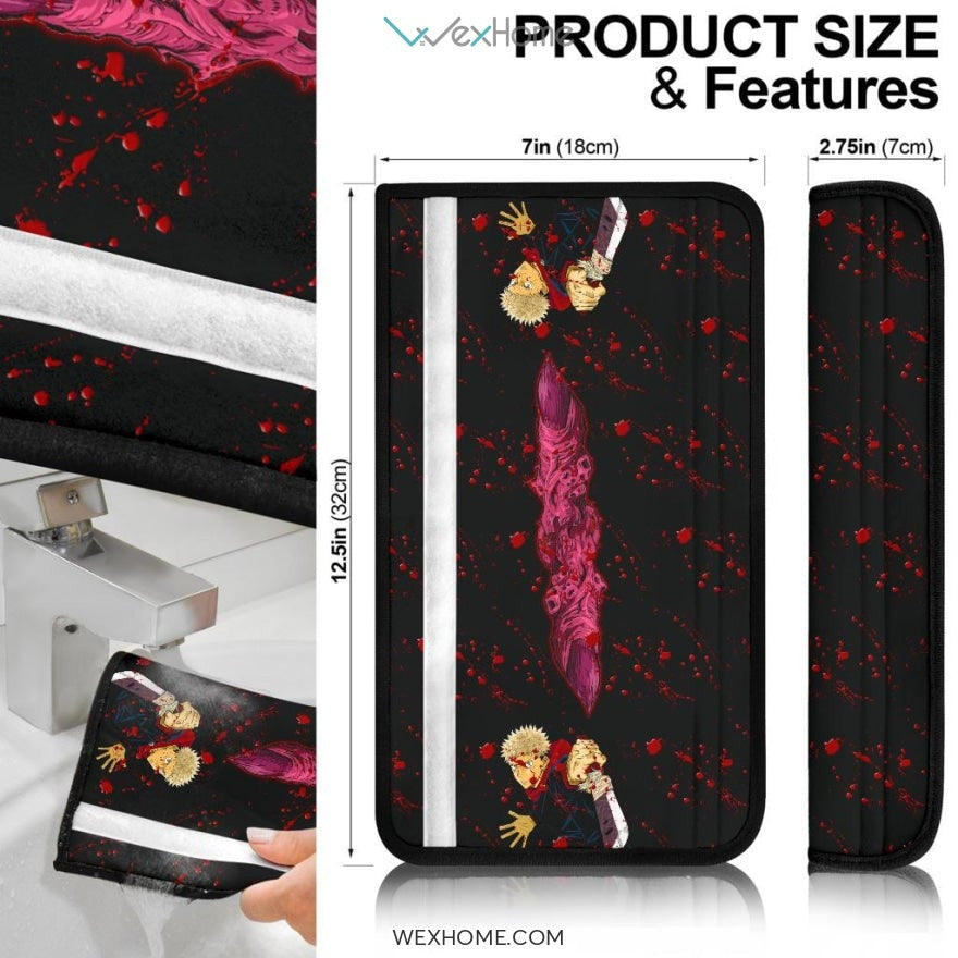Jujutsu Kaisen Anime Seat Belt Covers | Jujutsu Kaisen Yuji Sukuna Monster Finger Belt Covers