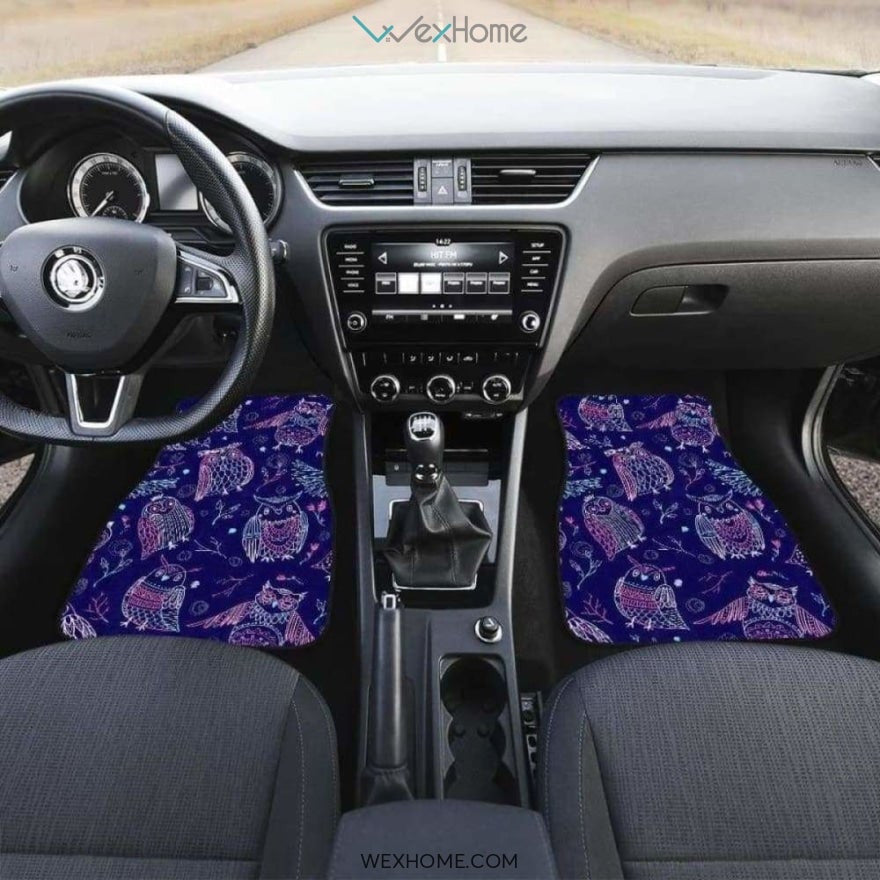 Cute Owls Pattern Boho Style Ornament Front And Back Car Mats