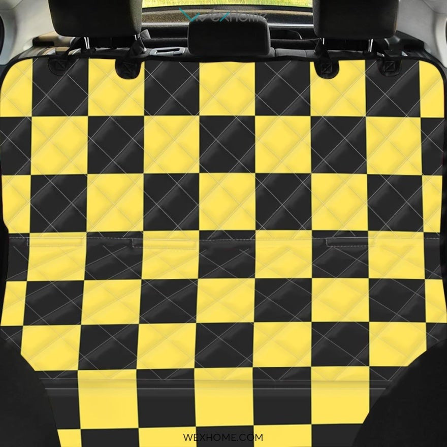 Yellow Checkered Print Pet Car Seat Cover