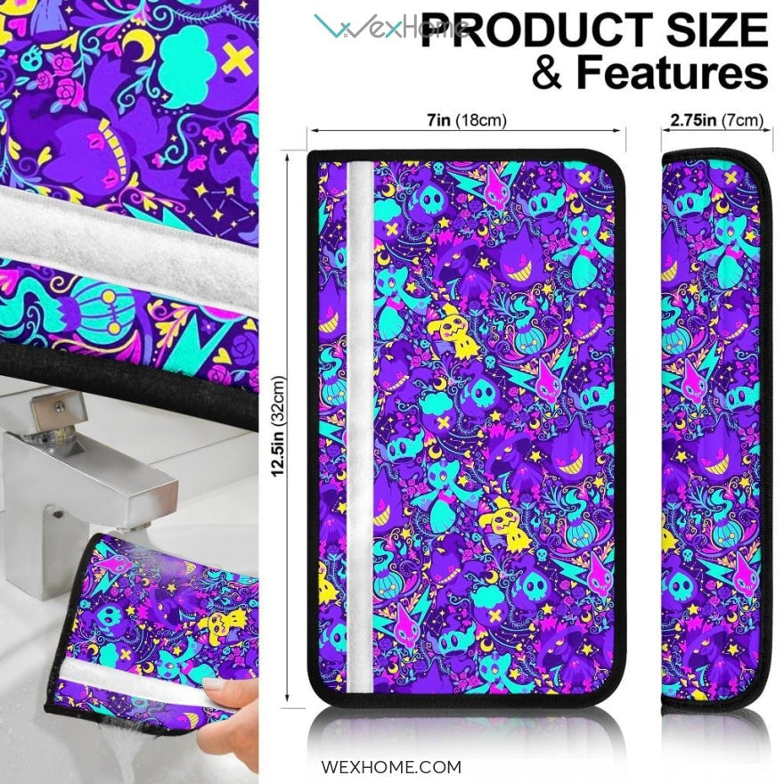 Pokemon Anime Seat Belt Covers | Neon Psychic Pokemon Patterns Belt Covers