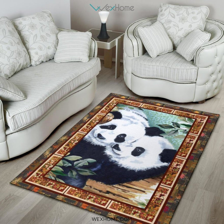 Valentine's Day Couples Panda Nursery Area Rug