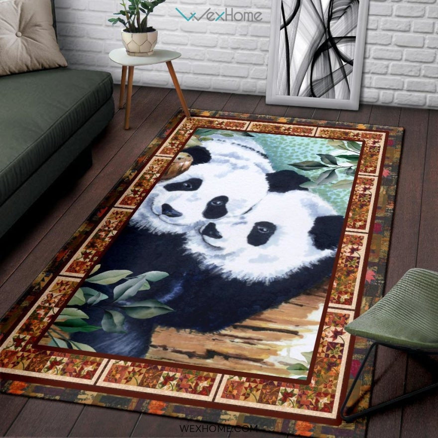 Valentine's Day Couples Panda Nursery Area Rug