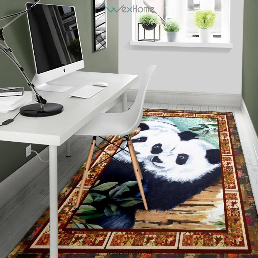 Valentine's Day Couples Panda Nursery Area Rug