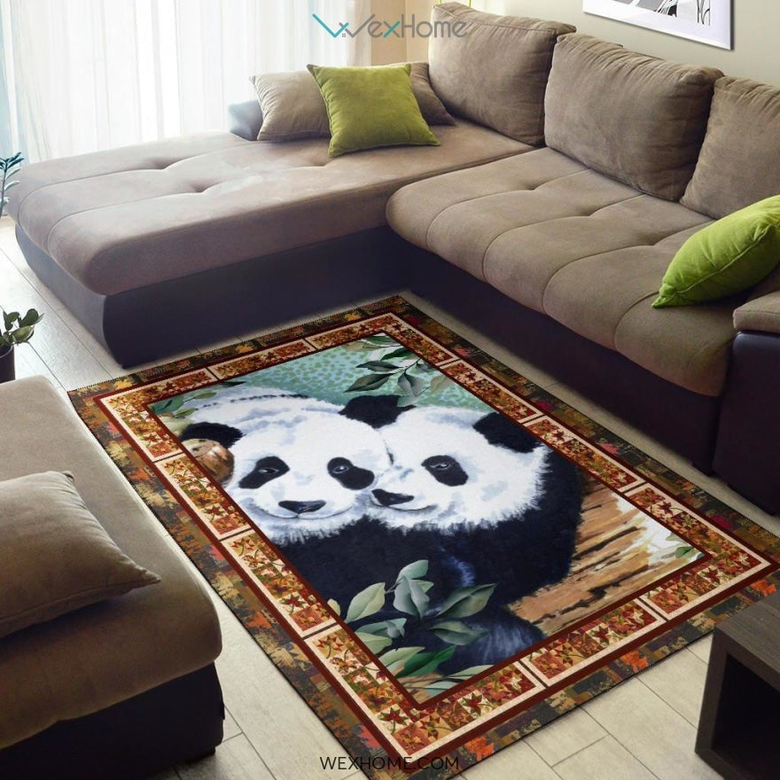 Valentine's Day Couples Panda Nursery Area Rug