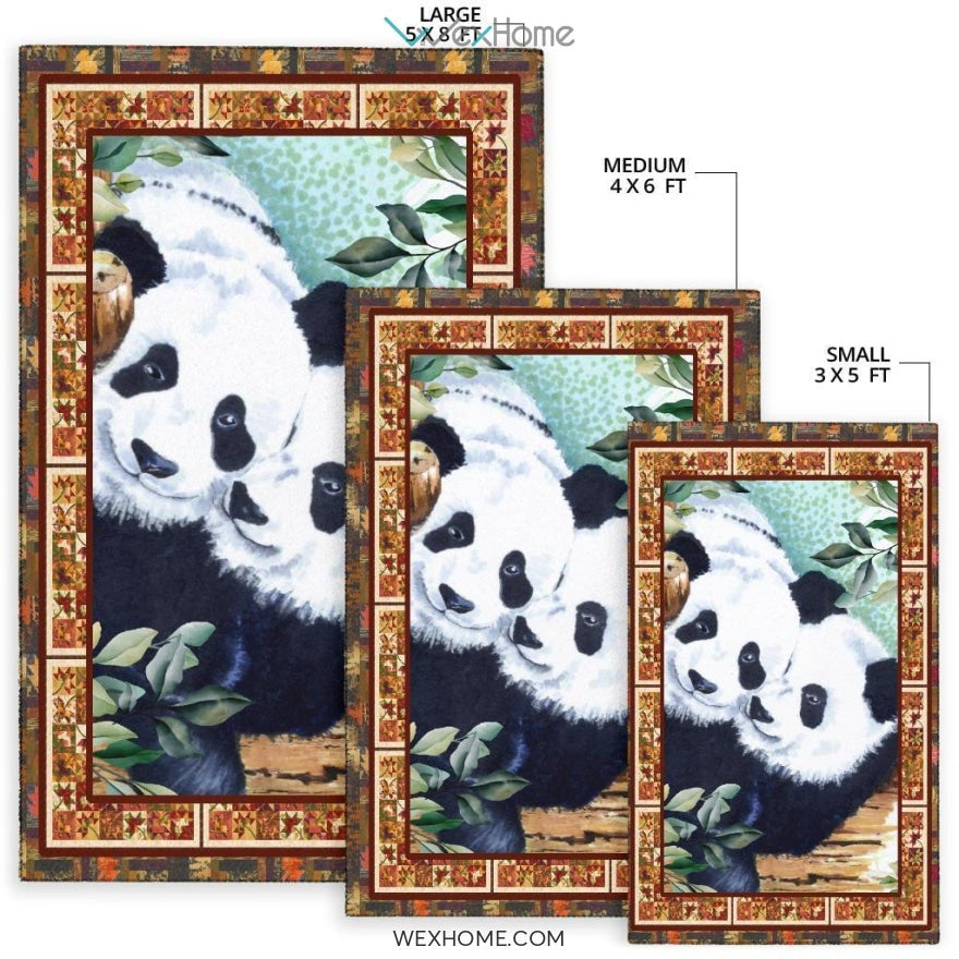 Valentine's Day Couples Panda Nursery Area Rug