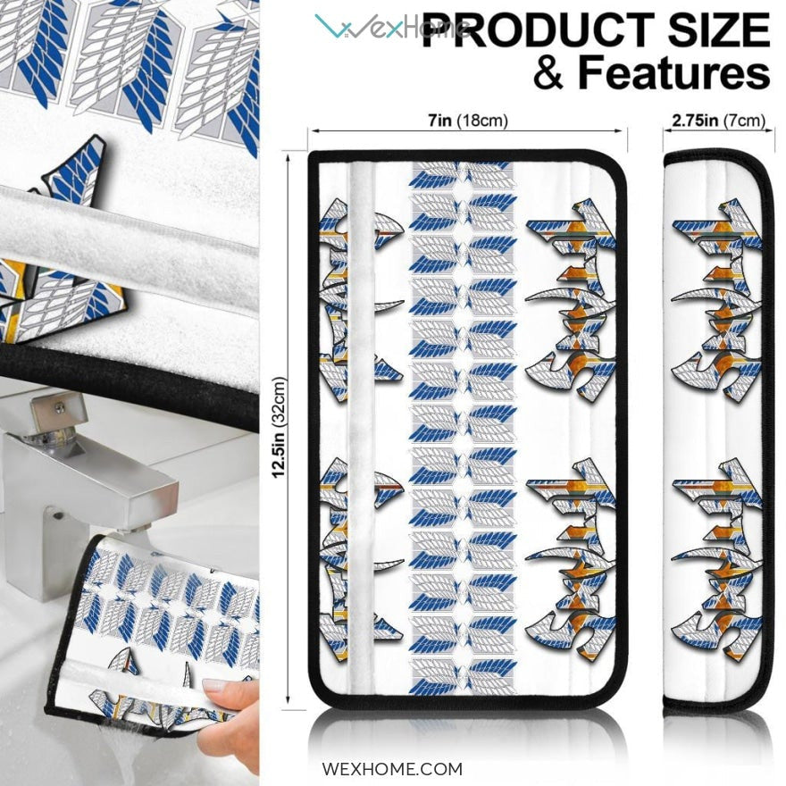 Attack On Titan Anime Seat Belt Covers | AOT Wings Team Text Belt Covers