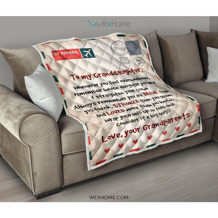 Letter Love Granddaughter From Grandparents You Are Braver Than You Think Quilt