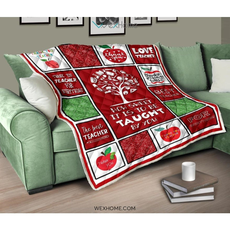 Teacher How Sweet It Is To Be Taught By You Red Quilt