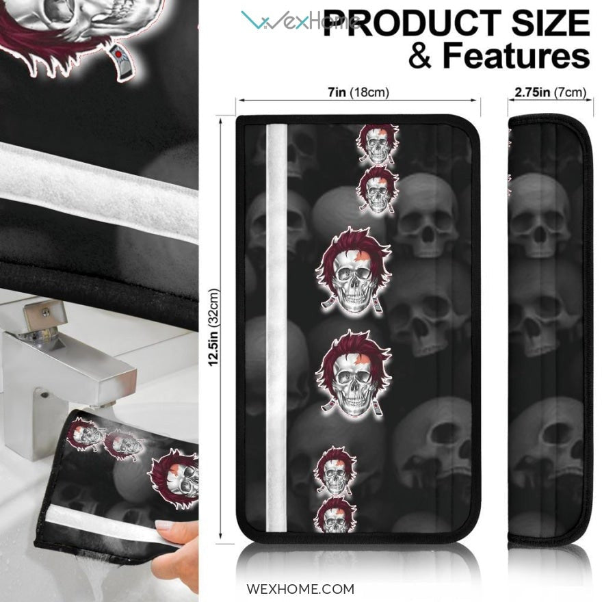 Demon Slayer Anime Seat Belt Covers | DS Skull Tanjiro Belt Covers