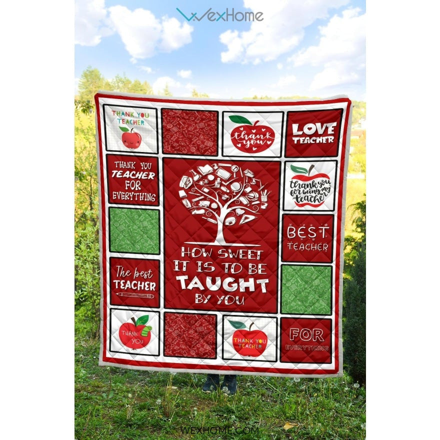 Teacher How Sweet It Is To Be Taught By You Red Quilt