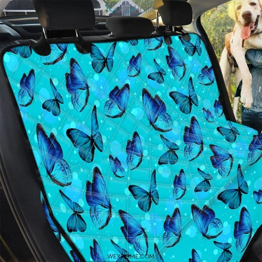 Turquoise Bubble Butterfly Print Pet Car Seat Cover