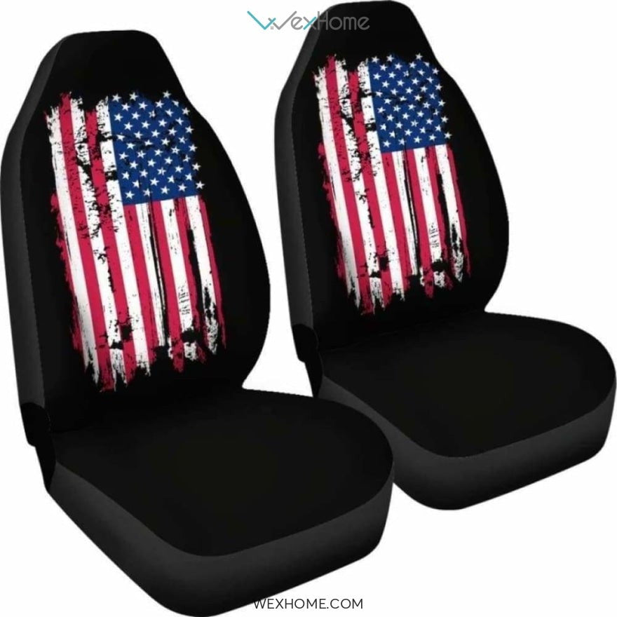 American Flag On Black Car Seat Cover