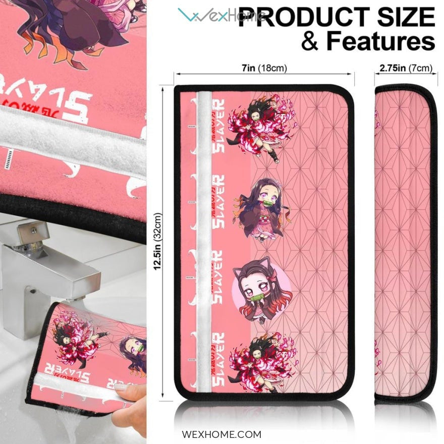 Demon Slayers Anime Seat Belt Covers | Nezuko Moments Pink Belt Covers