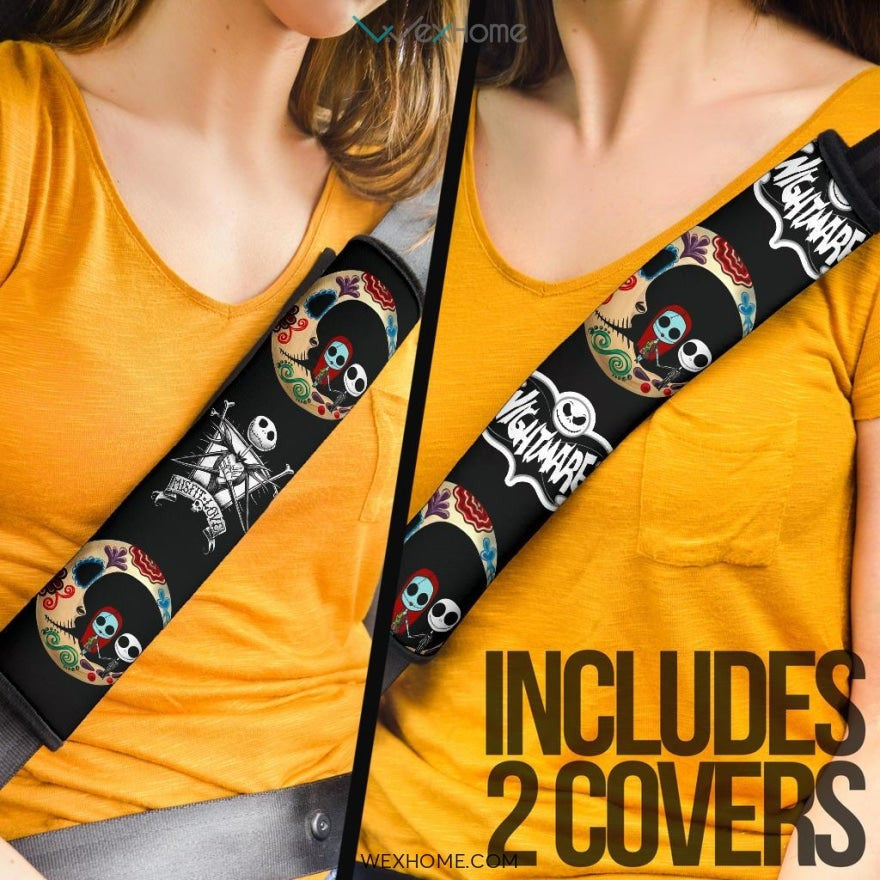 The Nightmare Before Christmas Cartoon Seat Belt Covers | Jack Sally Misfit Love Belt Covers
