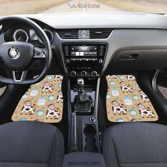 Cow Bottle Of Milk Pattern Front And Back Car Mats