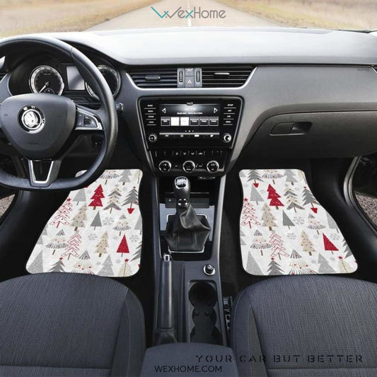 Cute Christmas Tree Pattern Front And Back Car Mats