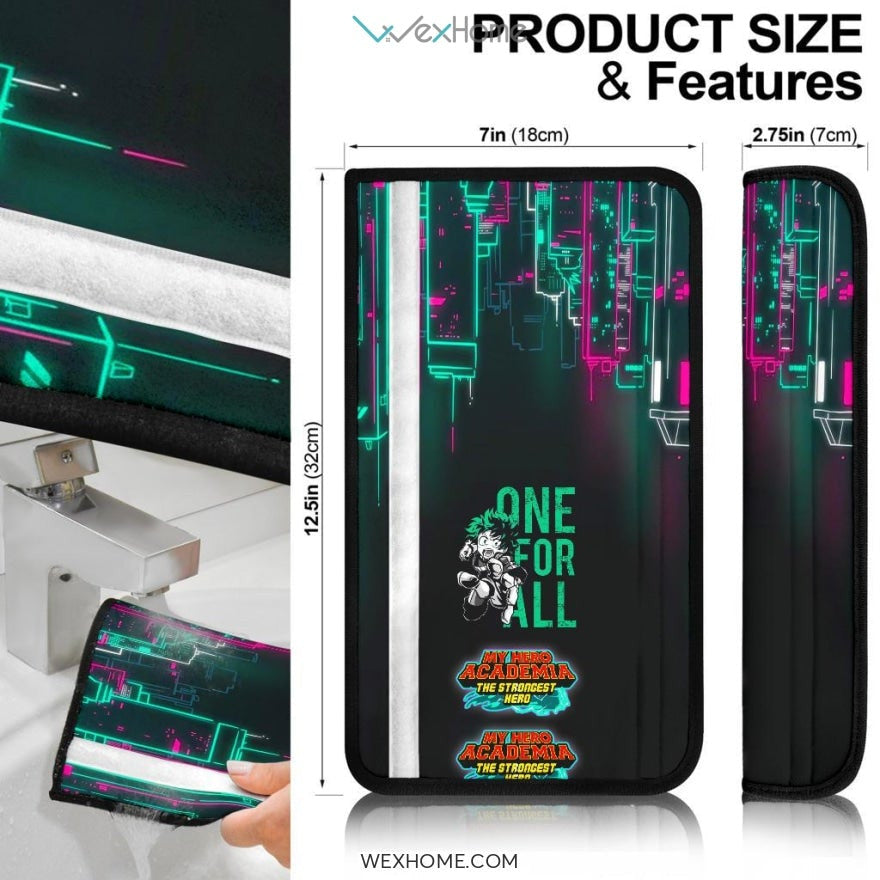 My Hero Academia Anime Seat Belt Covers | MHA Izuku Neon City Belt Covers