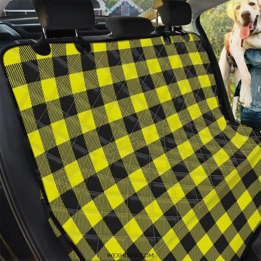 Yellow Plaid Pet Car Seat Cover