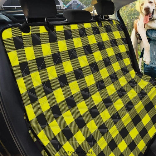 Yellow Plaid Pet Car Seat Cover