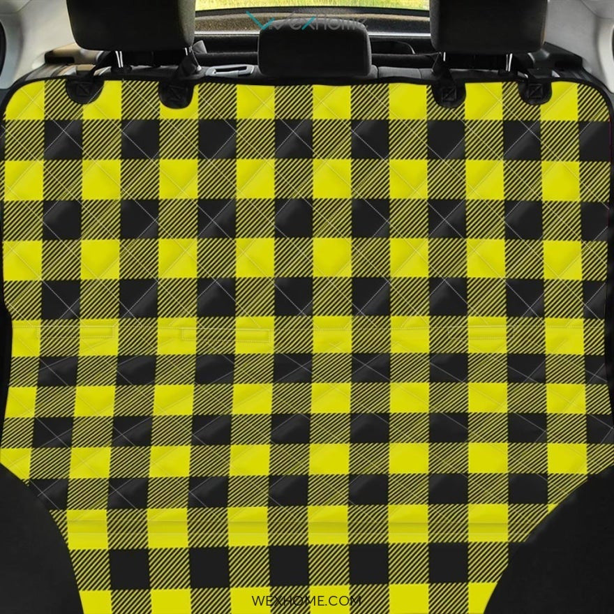 Yellow Plaid Pet Car Seat Cover