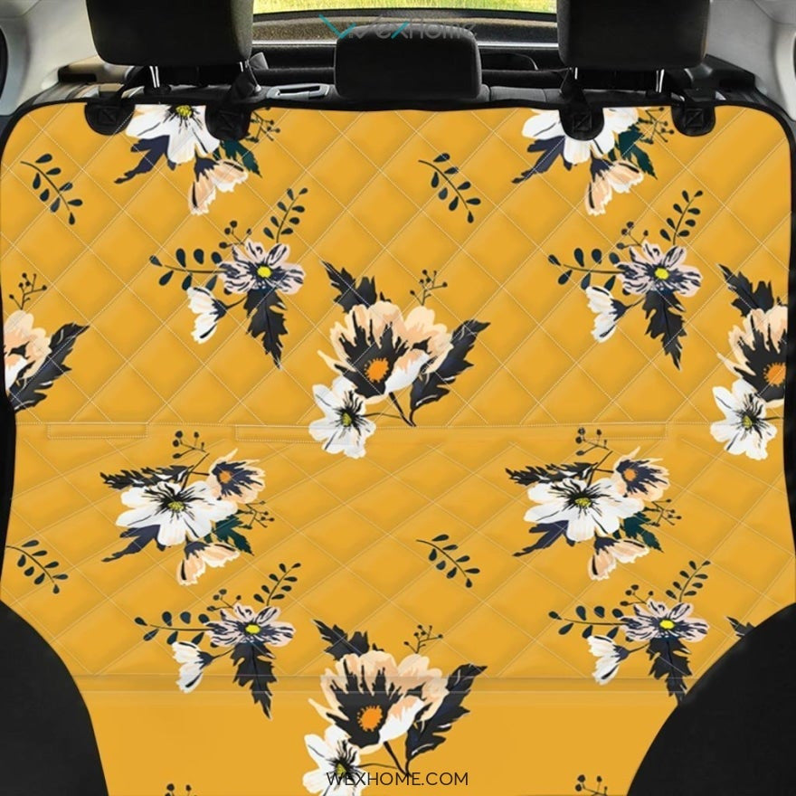 Yellow Flower Print Pet Car Seat Cover