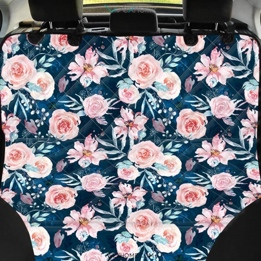 Watercolor Pink Rose Floral Pet Car Seat Cover