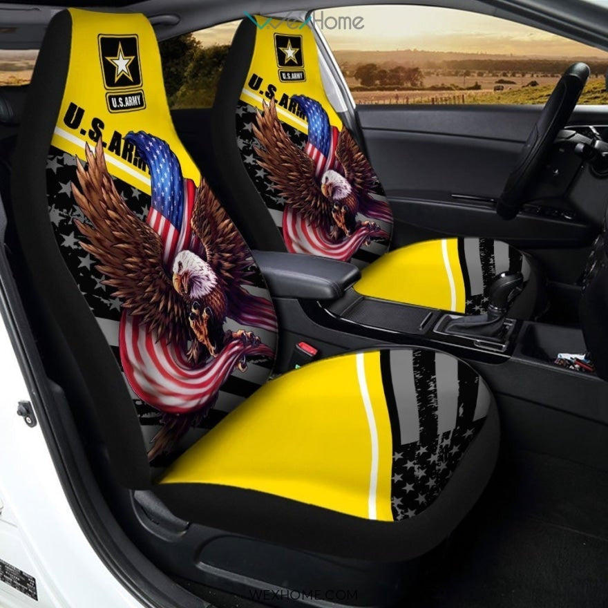 Bald Eagle Holding American Flag Car Seat Cover United States Army